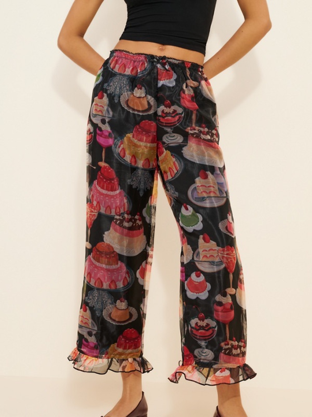 Lisa Says Gah Liora Dessert Ruffle Pants NWOT SIZE MEDIUM - Picture 2 of 6